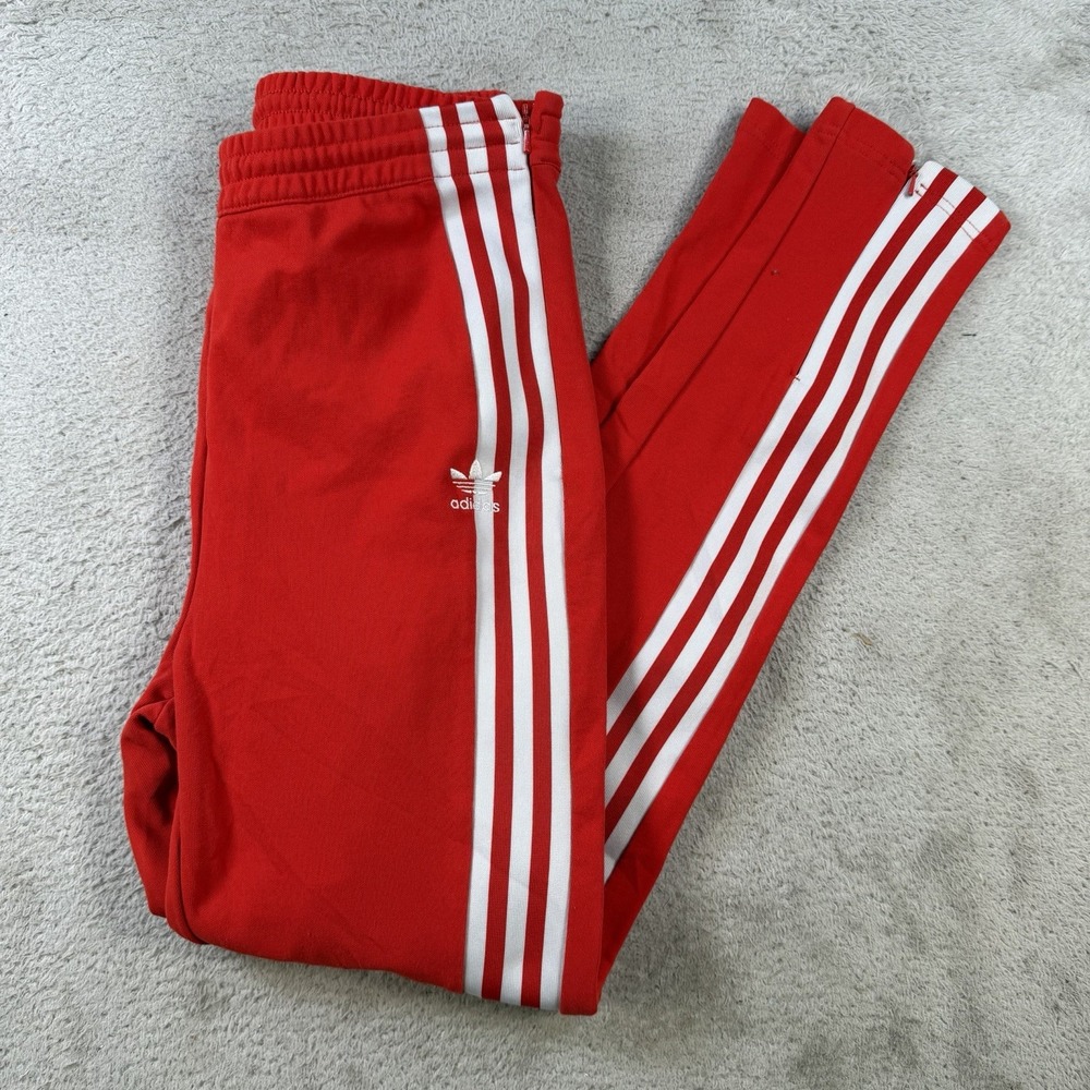 adidas Red Joggers with White Three-Stripes